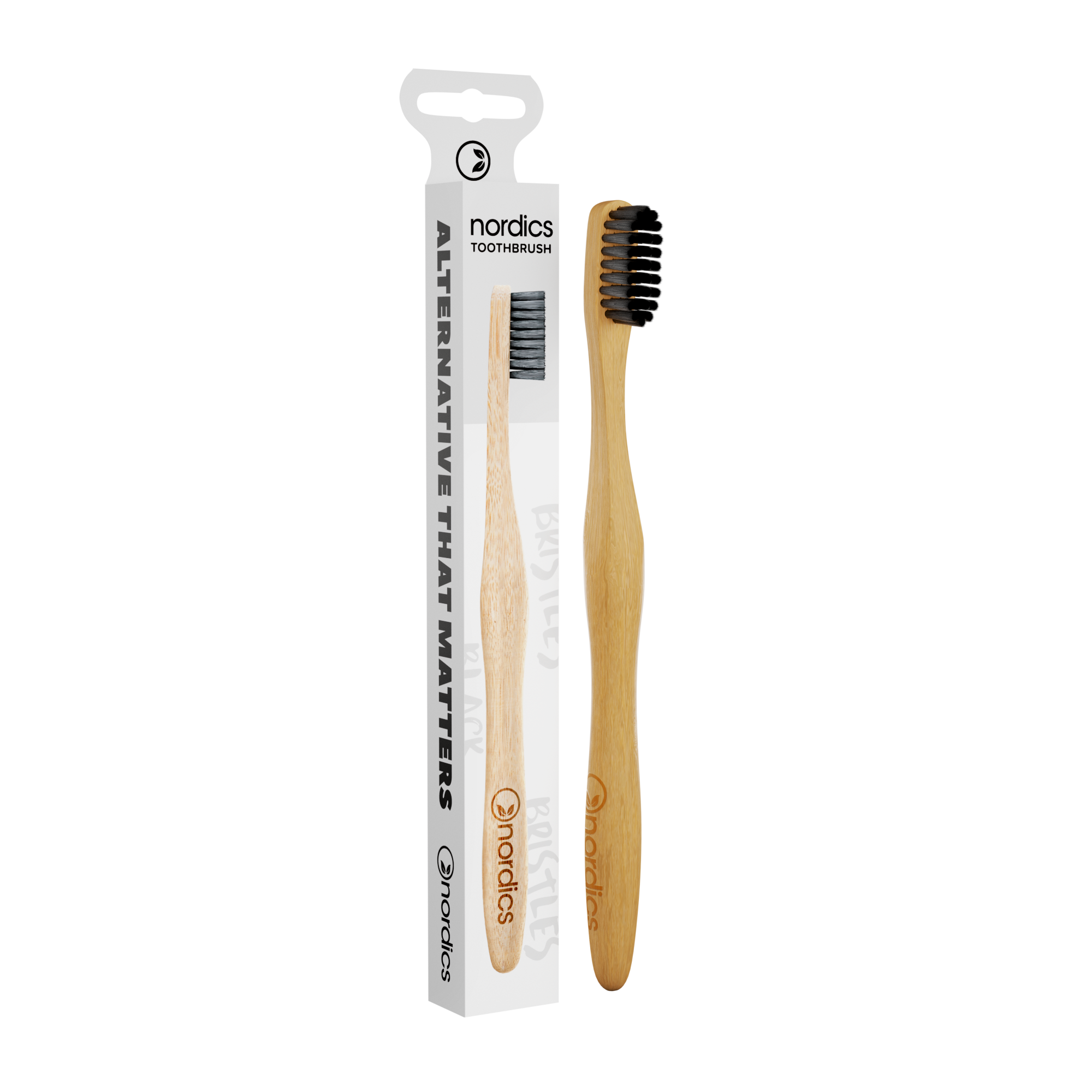 Periuta de dinti pt. adulti din bambus, GRI, Nordics Periuta de dinti pt adulti