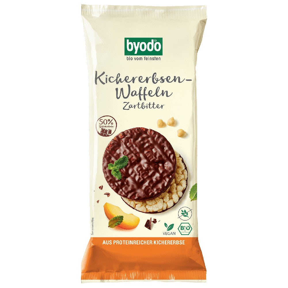 Rondele bio din naut cu ciocolata amaruie fara gluten 65g Byodo Rondelele bio din naut cu