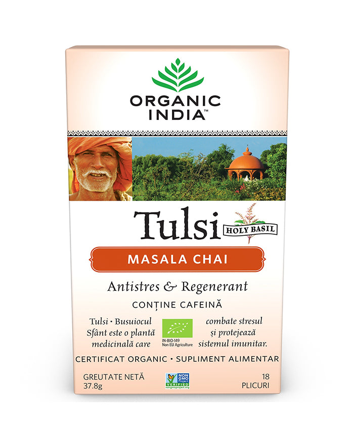 Tulsi (busuioc sfant) masala chai - relaxant & regenerant, plicuri 1