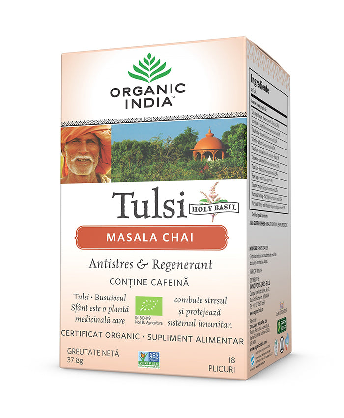 Tulsi (busuioc sfant) masala chai - relaxant & regenerant, plicuri
