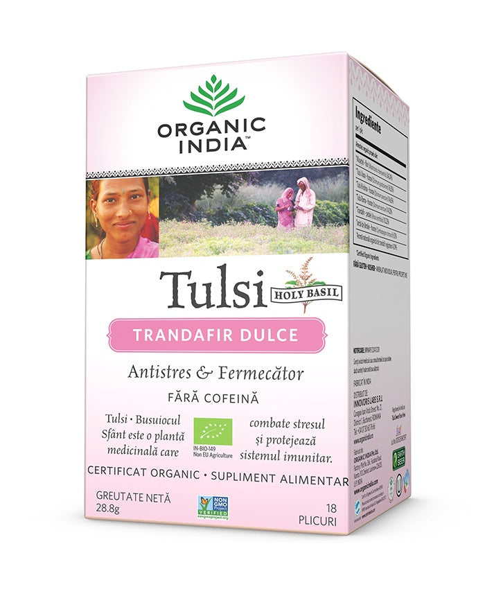 Ceai tulsi (busuioc sfant) trandafir dulce - antistres & fermecator, plicuri