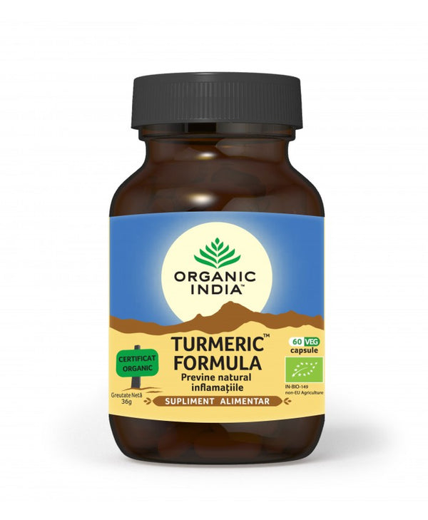  Turmeric formula noua - antiinflamator natural cu turmeric, piper si ghimbir, 60 capsule, organic india