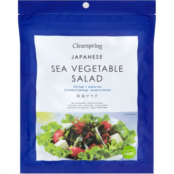 Pungă albastră Clearspring cu amestec de alge marine japoneze, 25g, imagine salată.