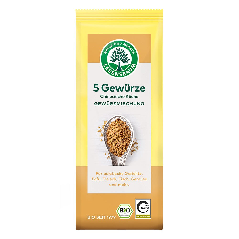 Amestec bio de 5 condimente asiatice Lebensbaum 40g, ambalaj galben.