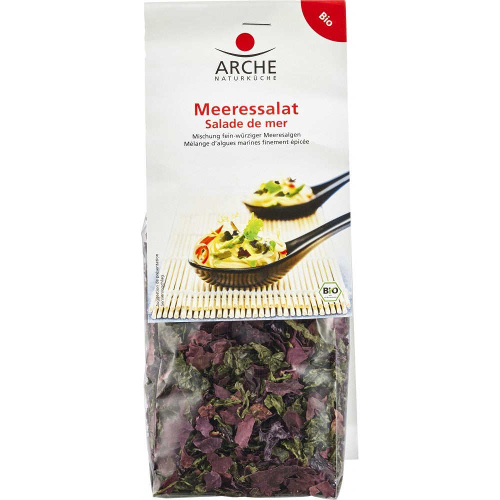 Pungă cu amestec bio de alge marine Arche, culori verde și violet, etichetă Bio.