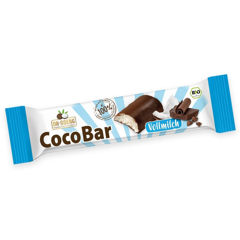 Baton de cocos bio, invelit in ciocolata cu lapte, 40g, dr. goerg 1