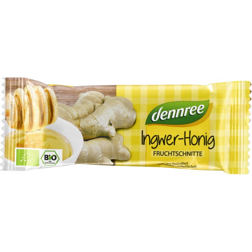 Baton de fructe cu ghimbir bio si miere 40g Dennree
