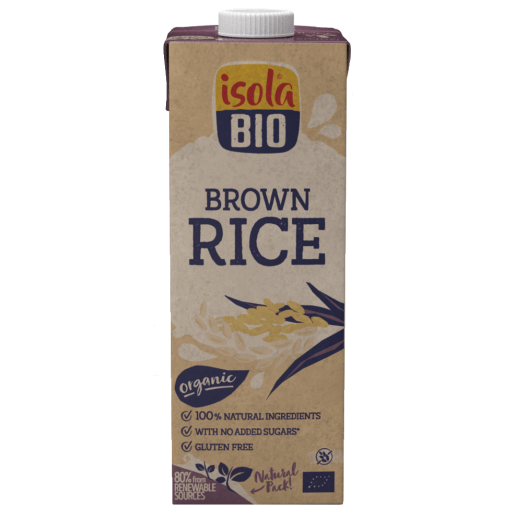 Băutură bio din orez brun fără gluten 1000ml, ambalaj carton.