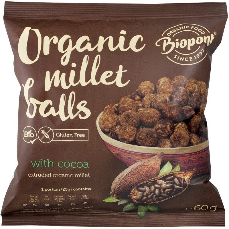 Bilute din mei expandat fara gluten cu cacao Bio 60g Biopont