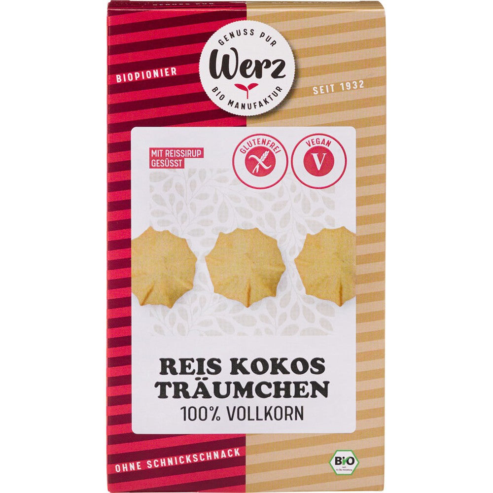 Biscuiti integrali din orez cu cocos fara gluten 110g Werz
