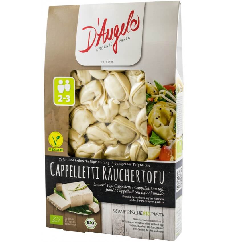 Cappelletti cu tofu afumat, bio, 250g, d'angelo pasta