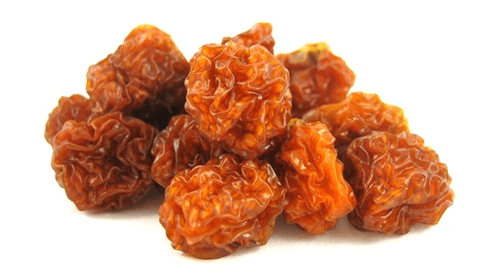 Fructe deshidratate catina incasa bio, culoare portocalie intensă, textură zbârcită, 250g.