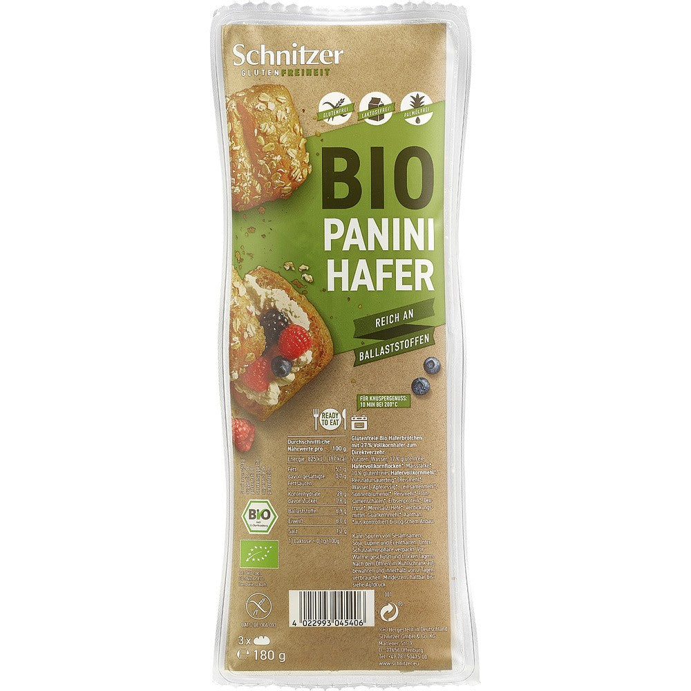 Chifle panini cu ovăz bio fără gluten Schnitzer, pachet 180g, ingrediente organice.