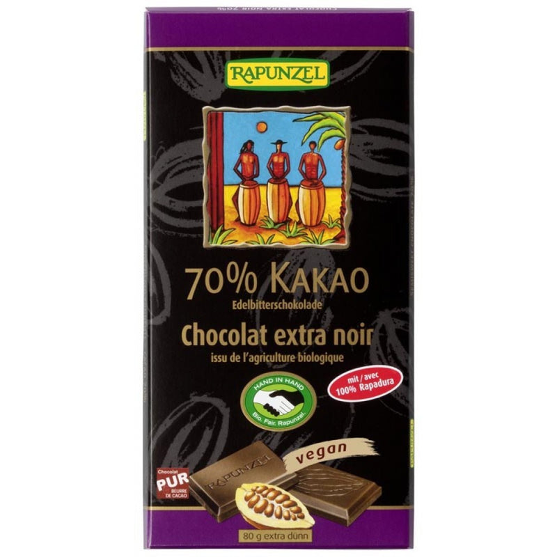 Ciocolata bio amaruie 70% cacao hih, 80g, rapunzel 1