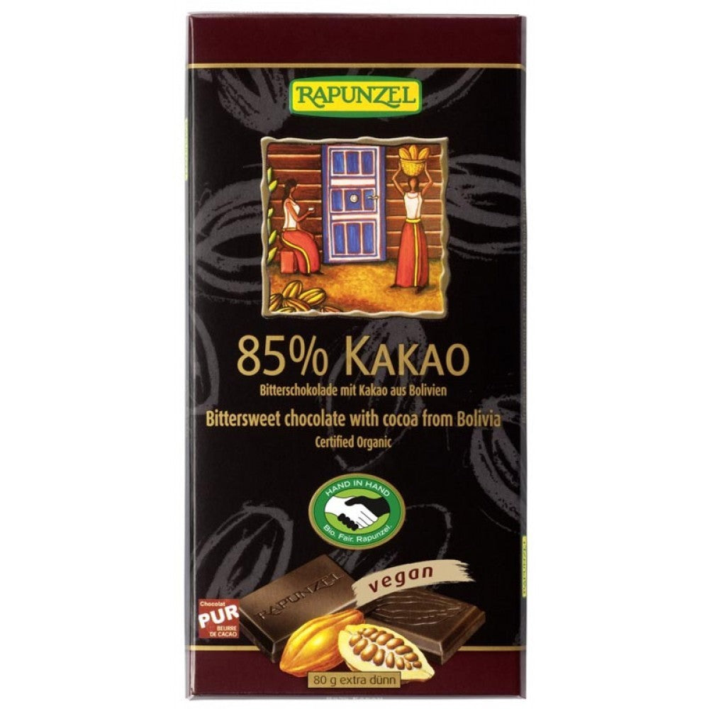Ciocolata bio amaruie 85% cacao HIH 80g Rapunzel