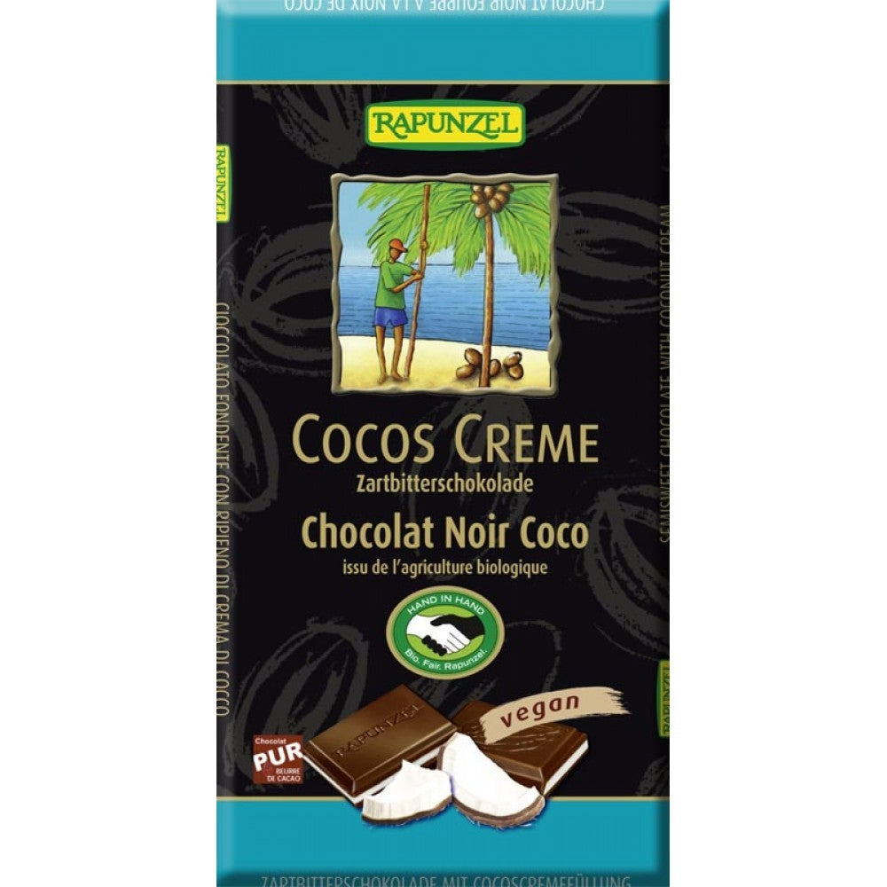 Ciocolata amaruie cu crema de cocos 100g Rapunzel