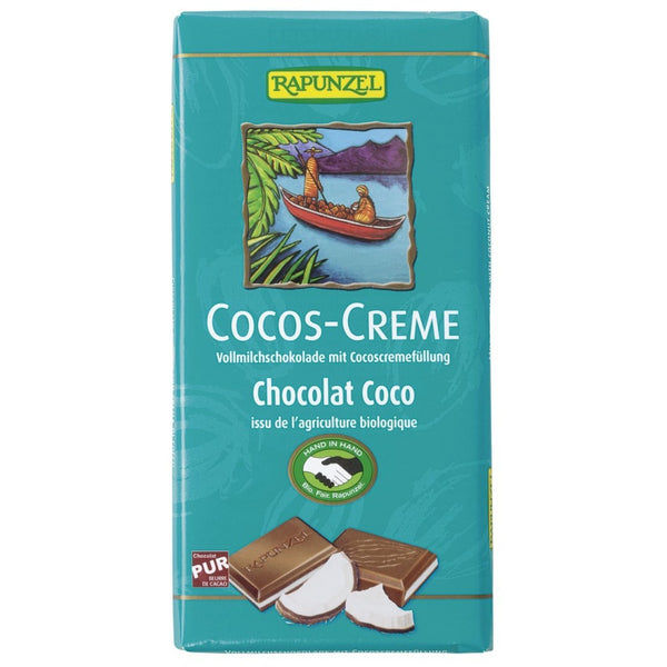  Ciocolata bio cu crema de cocos hih, 100g, rapunzel