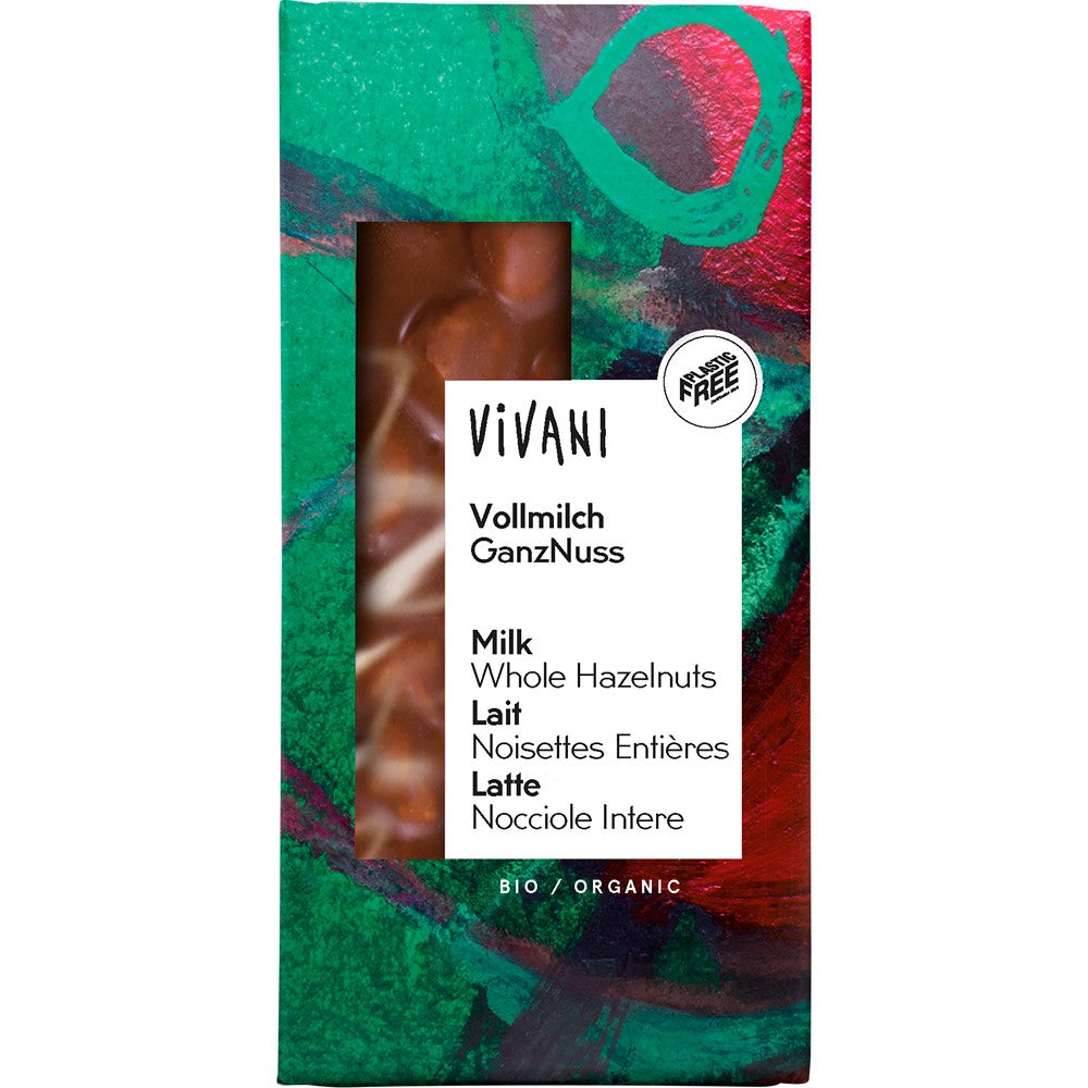 Ciocolata cu lapte integral si alune intregi 100g Vivani