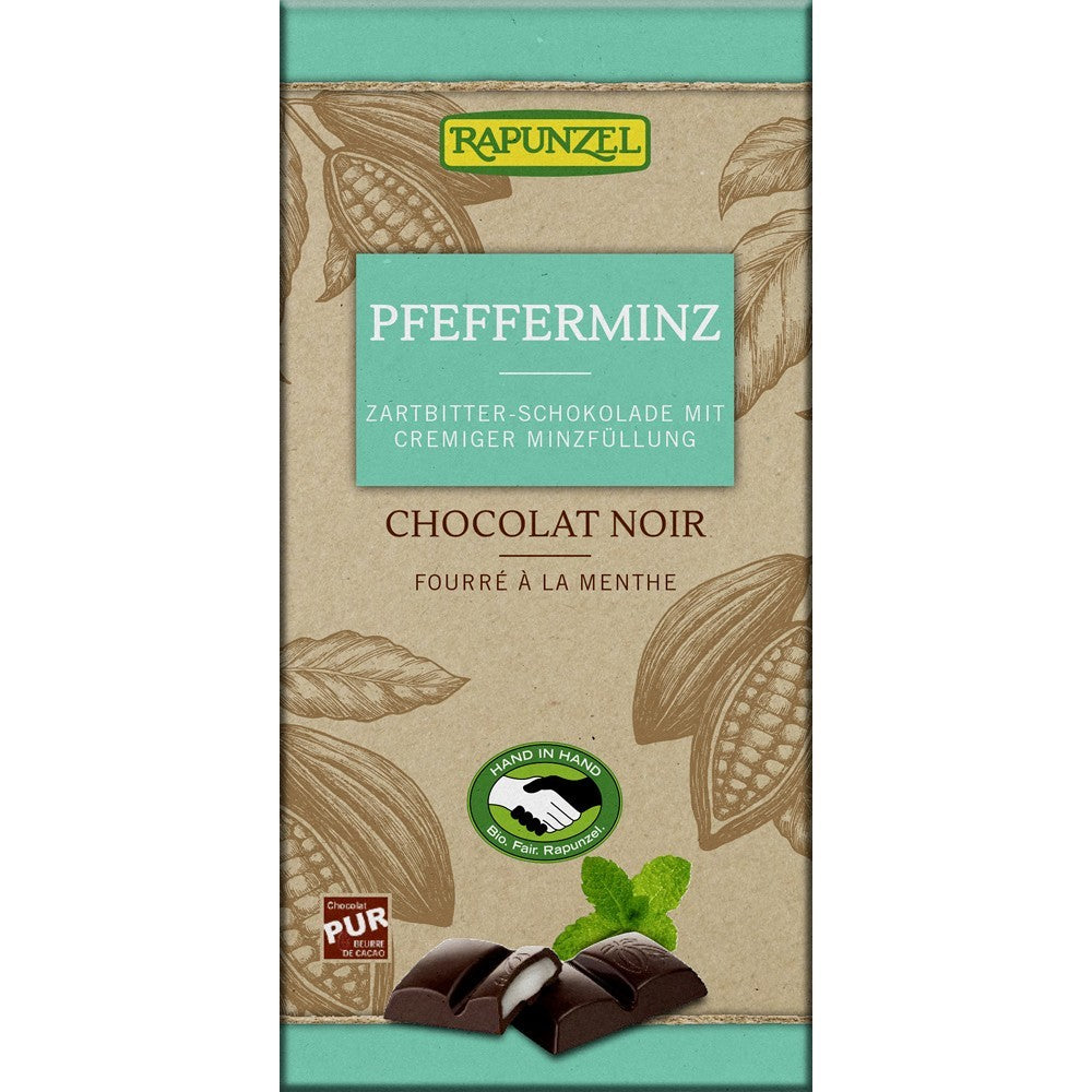 Ciocolata neagra cu crema de menta 100g Rapunzel