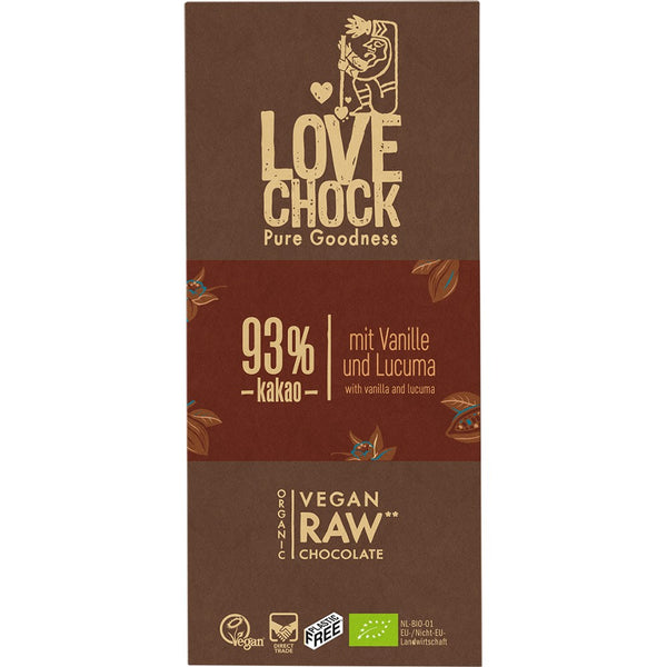  Ciocolata raw vegana bio 93% cacao eco, 70g, lovechock