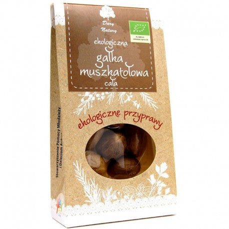 Condiment Nucsoara Bio 30g Dary Natury, ambalaj carton maro, nucșoară ecologică vizibilă prin fereastră transparentă.