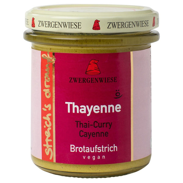  Crema tartinabila bio vegetala thayenne cu thai curry si piper de cayenne, 160g, zwergenwiese