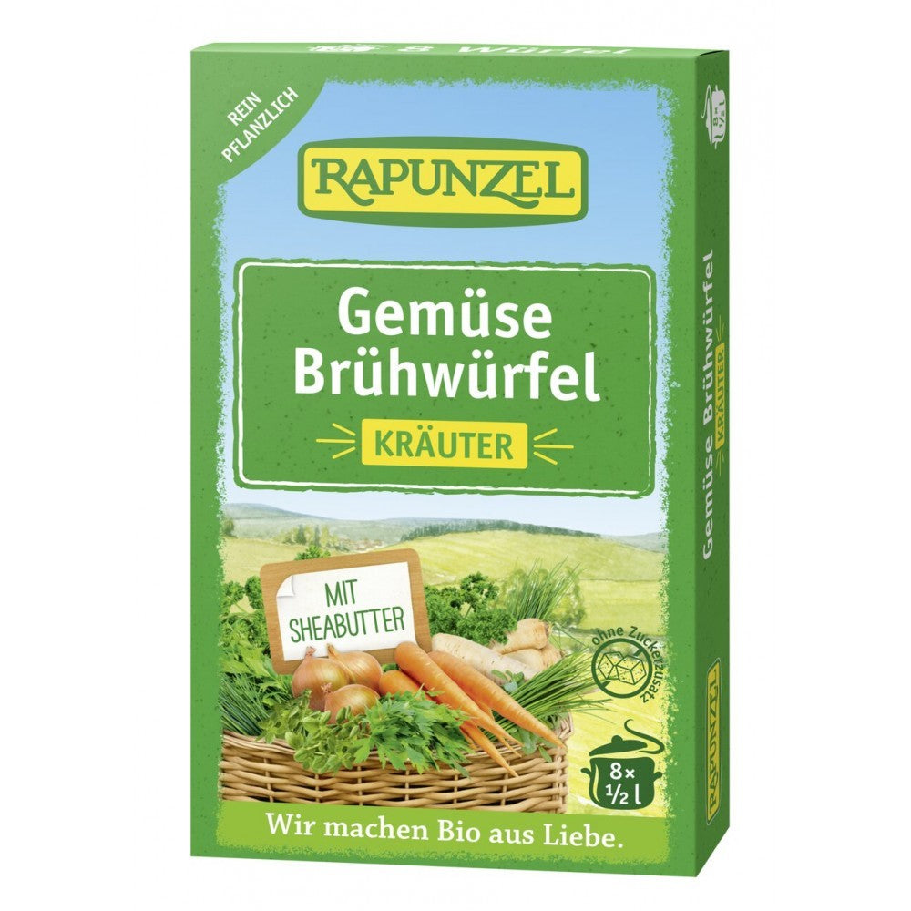 Cuburi de supa de legume bio cu ierburi 84g Rapunzel