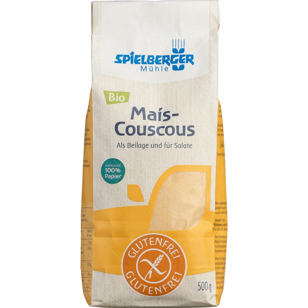 Cuscus bio din porumb fără gluten, pachet galben 500g, Spielberger.