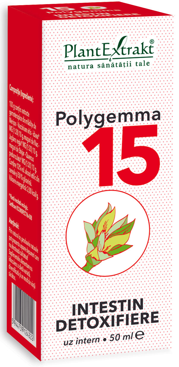 Polygemma 15, intestin detoxifiere, 50 ml, plantextrakt 1
