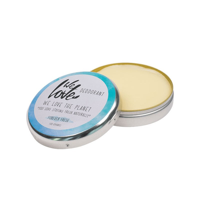 Deodorant cremă Forever Fresh 48g cutie metalică argintie și capac albastru.