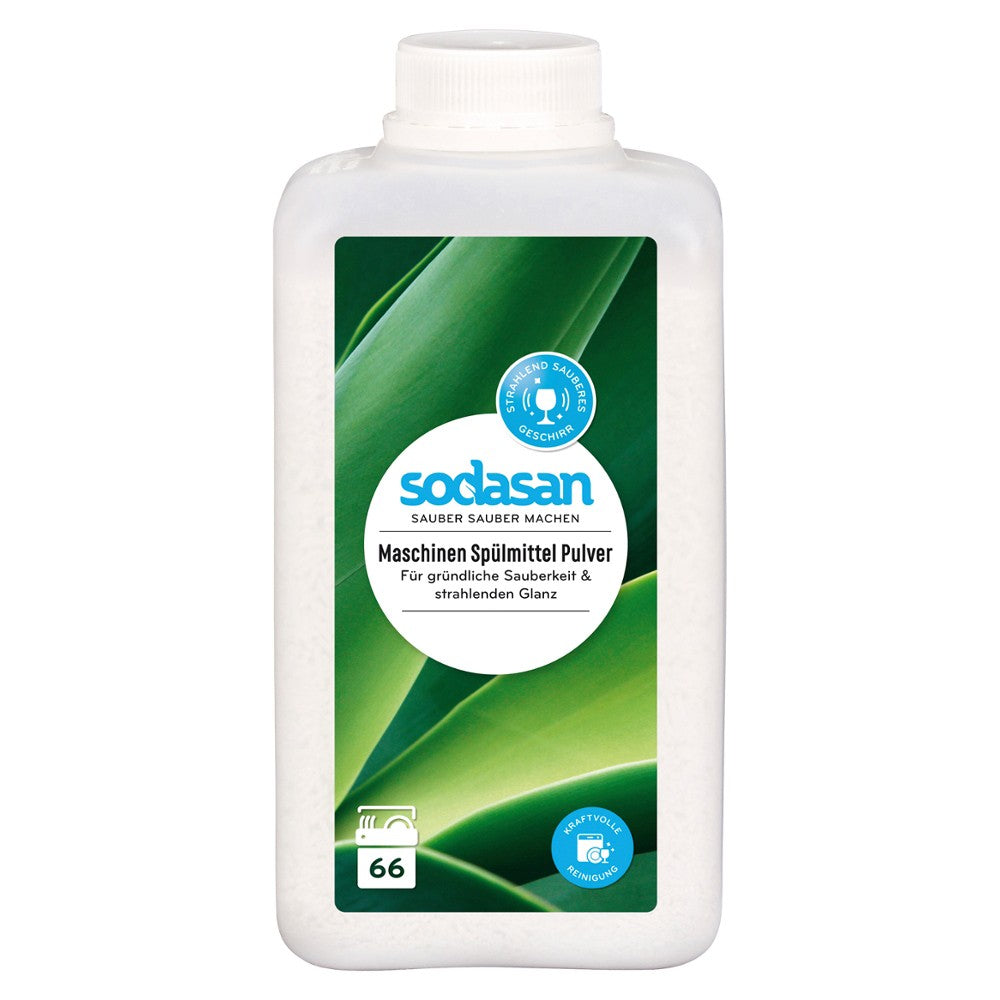Detergent praf bio Sodasan, 1kg, ambalaj alb cu etichetă verde.