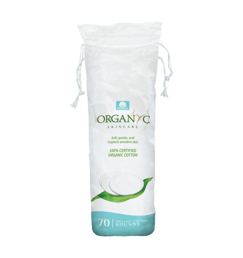 Dischete demachiante Organyc din bumbac organic 70 buc, ambalaj biodegradabil.