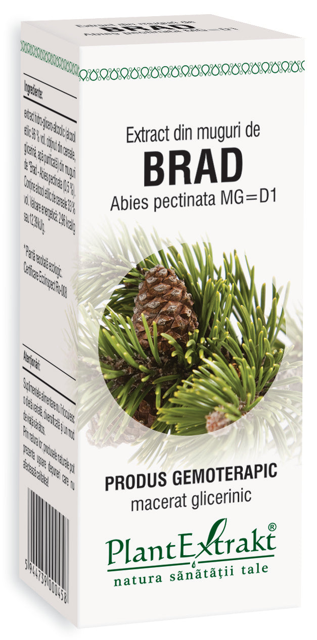 Extract din muguri de brad abies pectinata MG=D1, ambalaj 50ml, cutie albă cu design verde