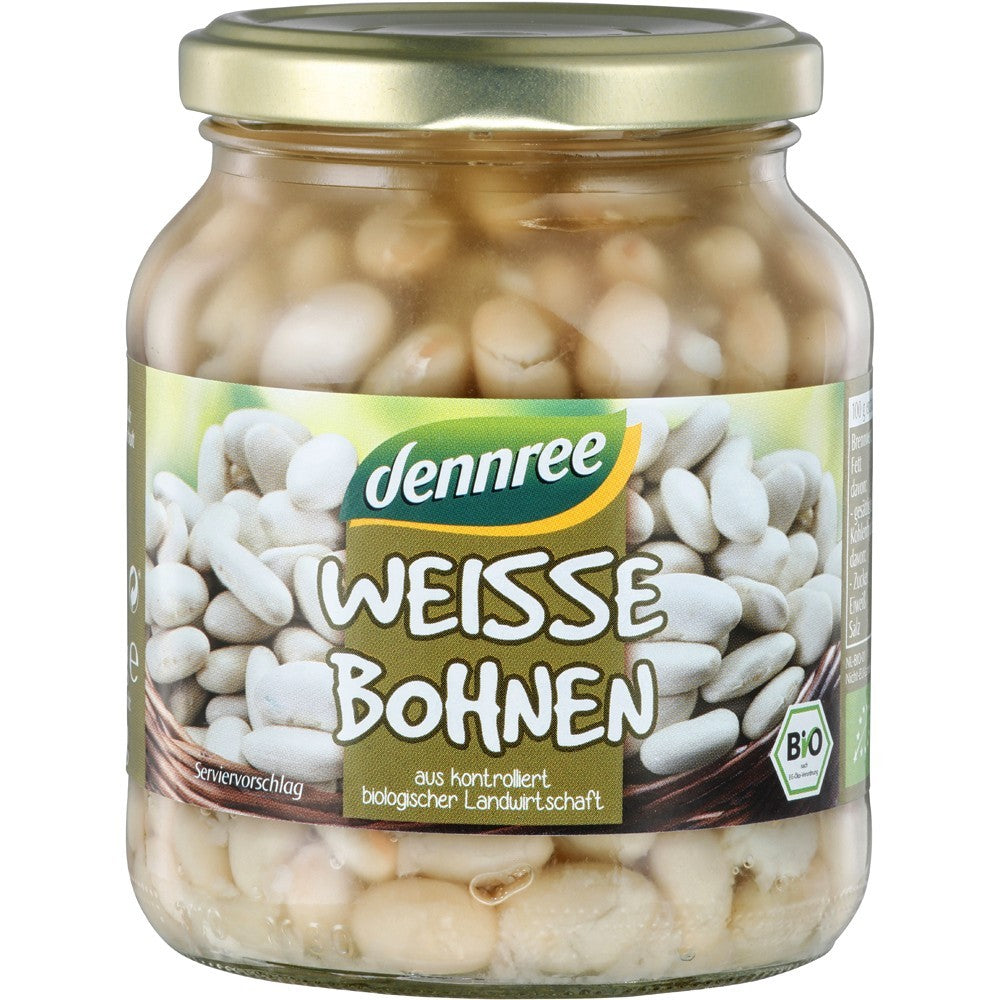Fasole alba bio la borcan 340g Dennree