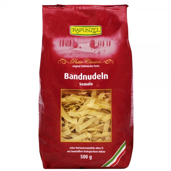 Fidea lata semola Rapunzel 500g, ambalaj roșu, ingrediente bio italiene.