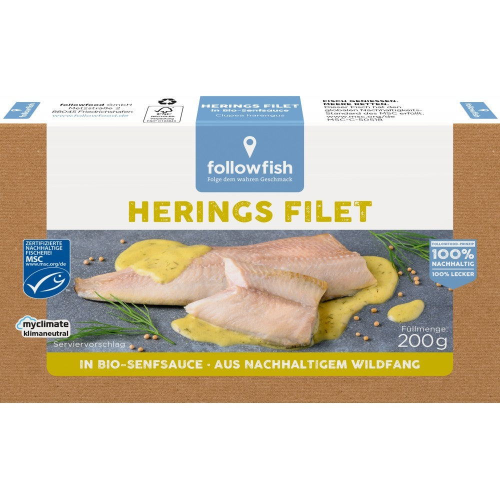 File de hering in sos de mustar bio 200g Followfish