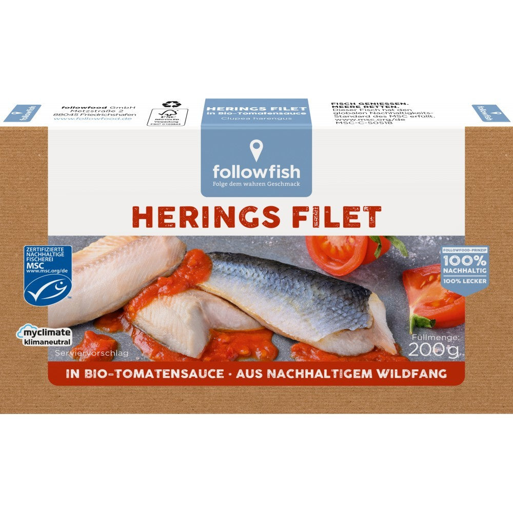 File de hering in sos te tomate bio 200g Followfish