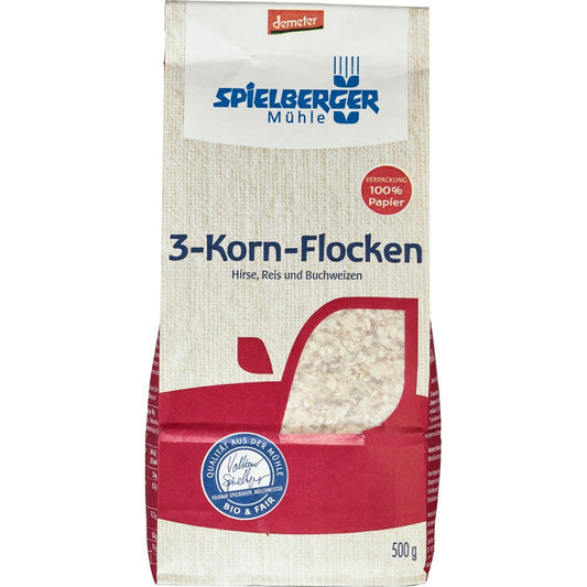 Fulgi din 3 cereale integrale bio 500g Spielberger