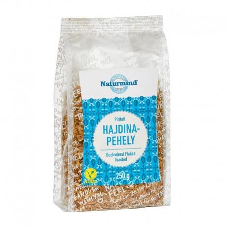 Fulgi de hrișcă crocanți, pachet de 250g, ambalaj transparent cu etichetă albastră.