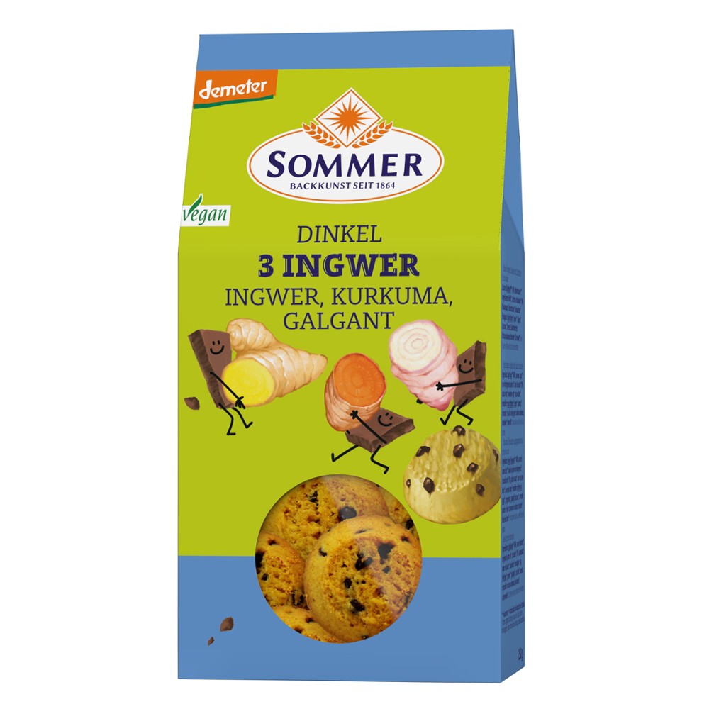 Fursecuri vegane din spelta cu ghimbir si curcuma 150g Sommer