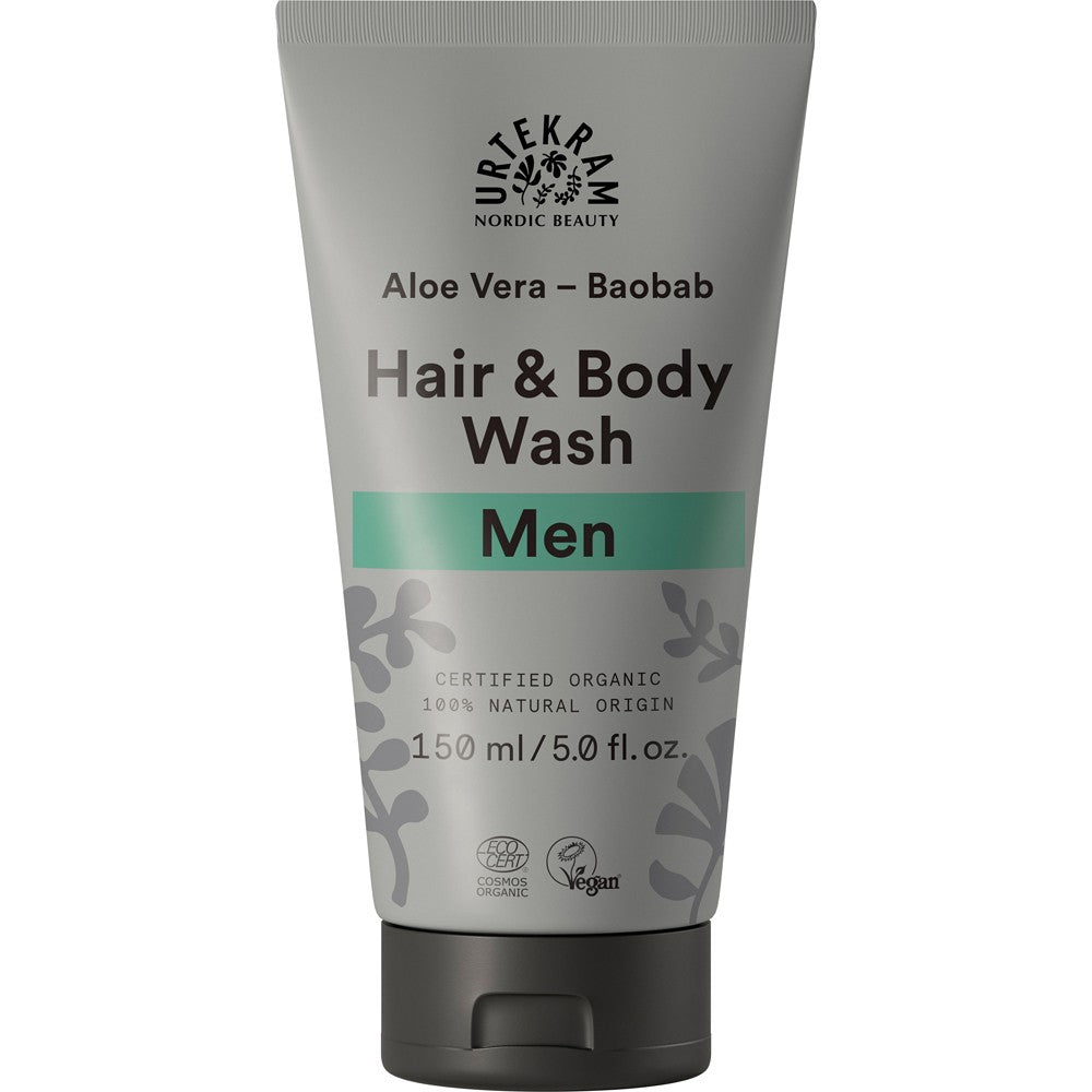 Gel de dus si sampon cu aloe vera si baobab pentru barbati, 150ml, urtekram