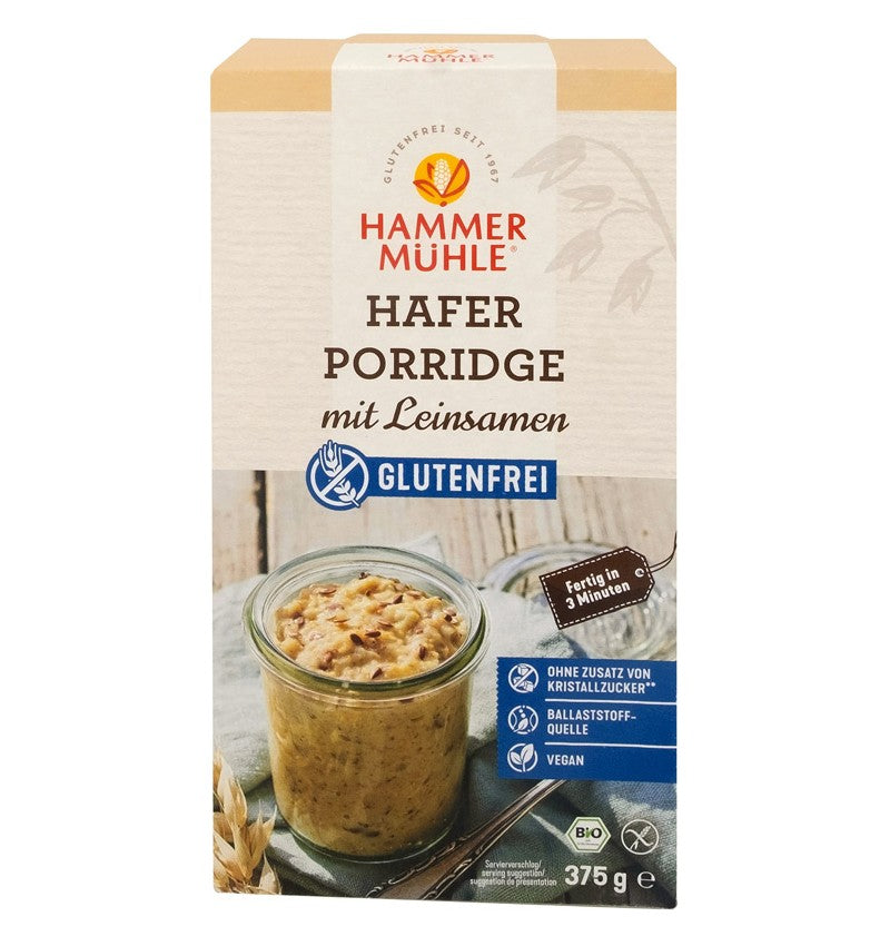 Terci (porridge) din ovaz cu seminte de in, fara gluten, ecologic, 375g, hammer muhle 1