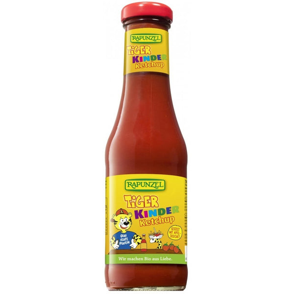  Ketchup de tomate bio indulcit cu nectar de mere pentru copii, 450ml, rapunzel