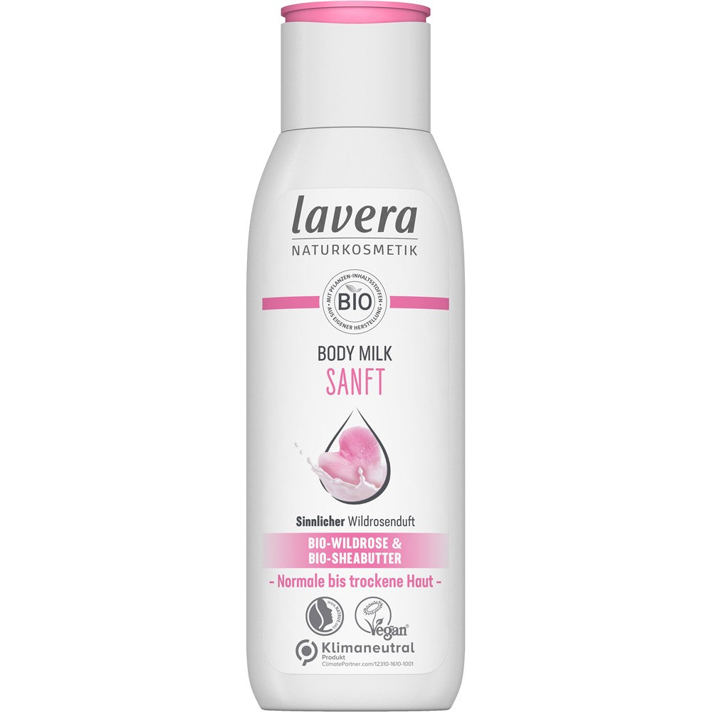 Lapte de corp cu trandafir salbatic si unt de shea bio 200ml Lavera