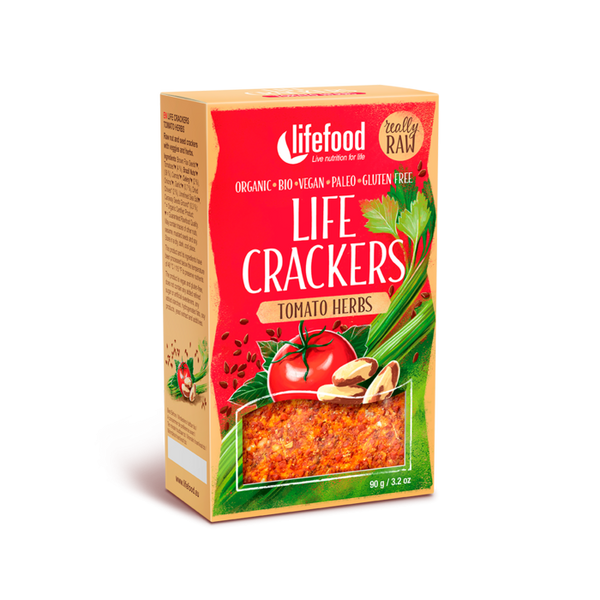  Lifecrackers cu rosii si ierburi raw, eco, 90g, Lifefood                                                       