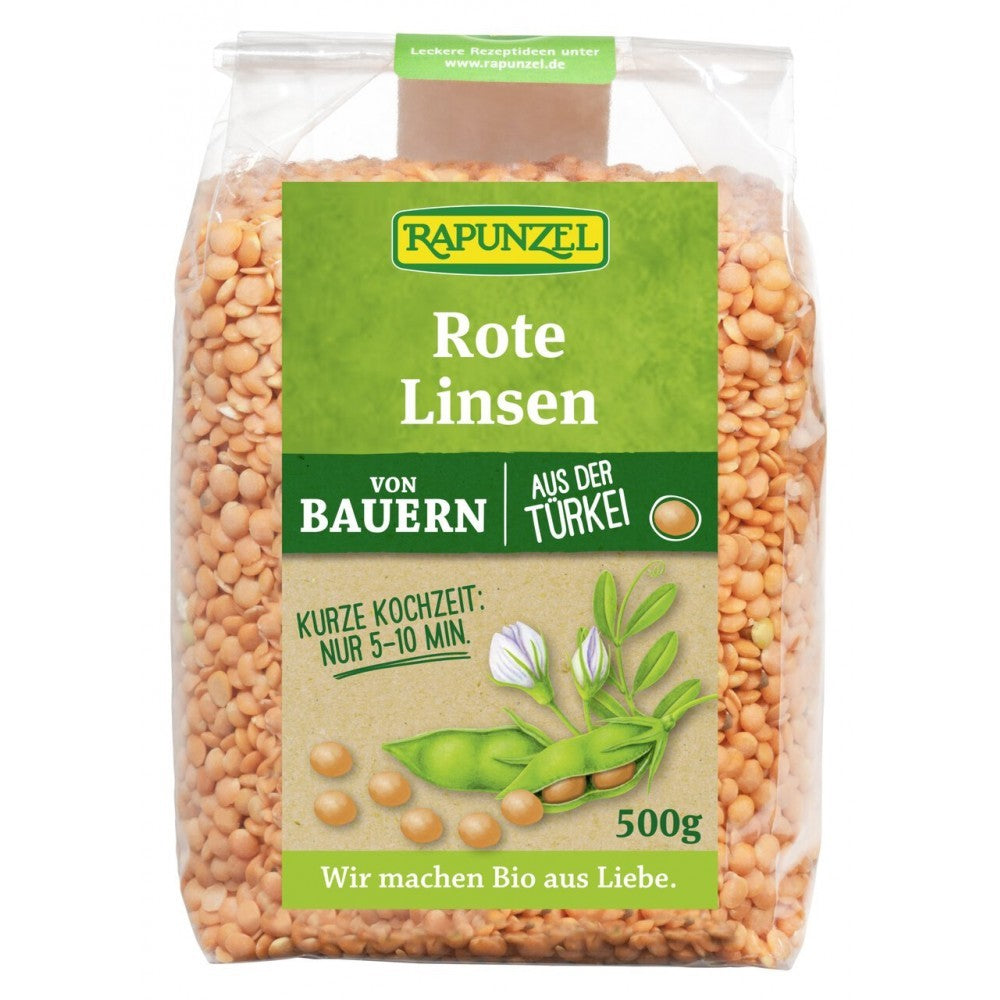 Linte rosie bio decojita 500g Rapunzel