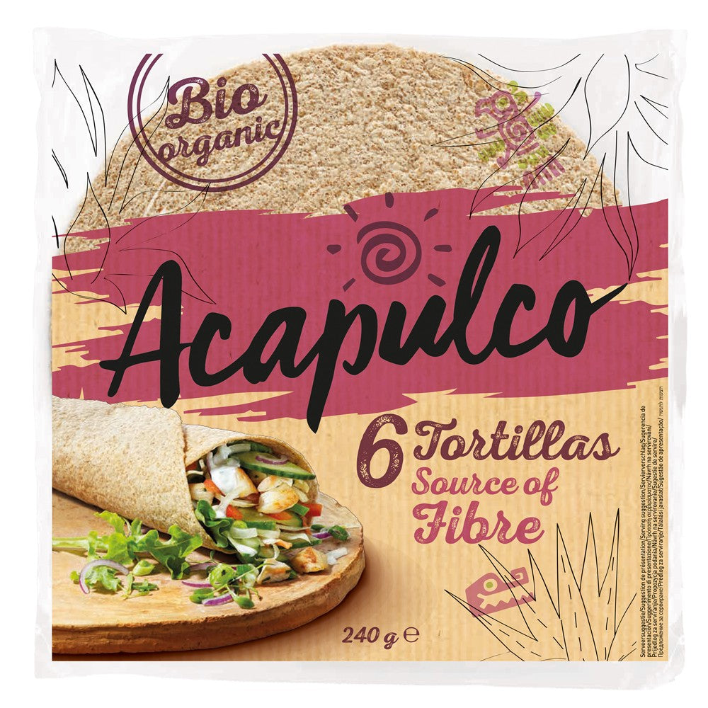 Lipii tortilla cu tarate de grau bio 240g Acapulco