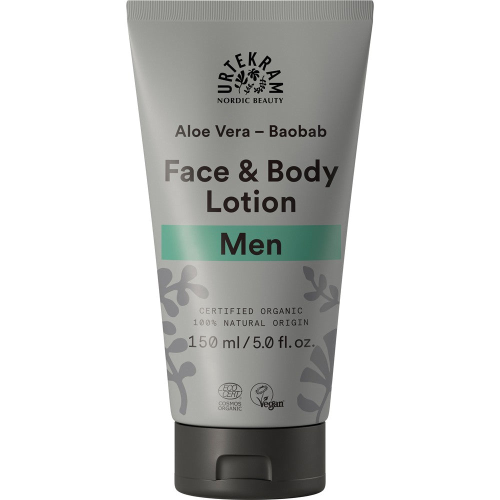 Lotiune de fata si corp cu aloe vera si baobab pentru barbati, 150ml, urtekram