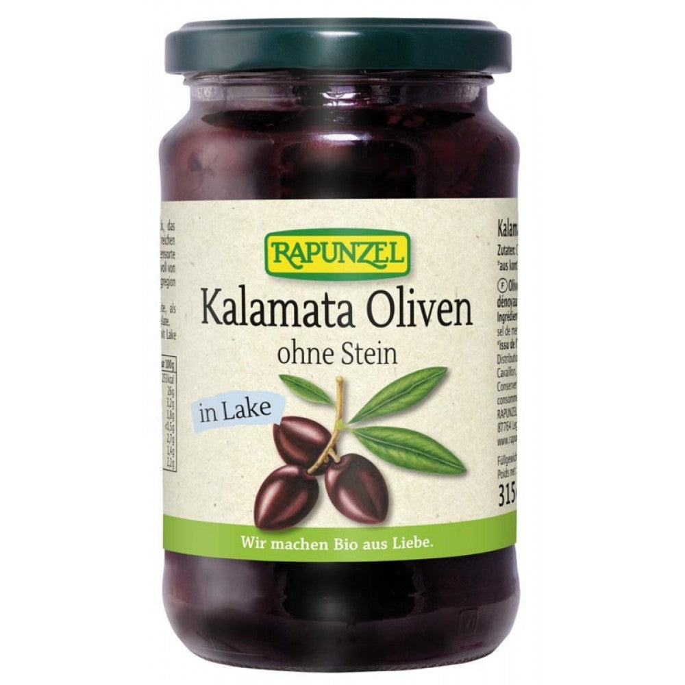 Masline bio Kalamata violet fara samburi in saramura 315g Rapunzel