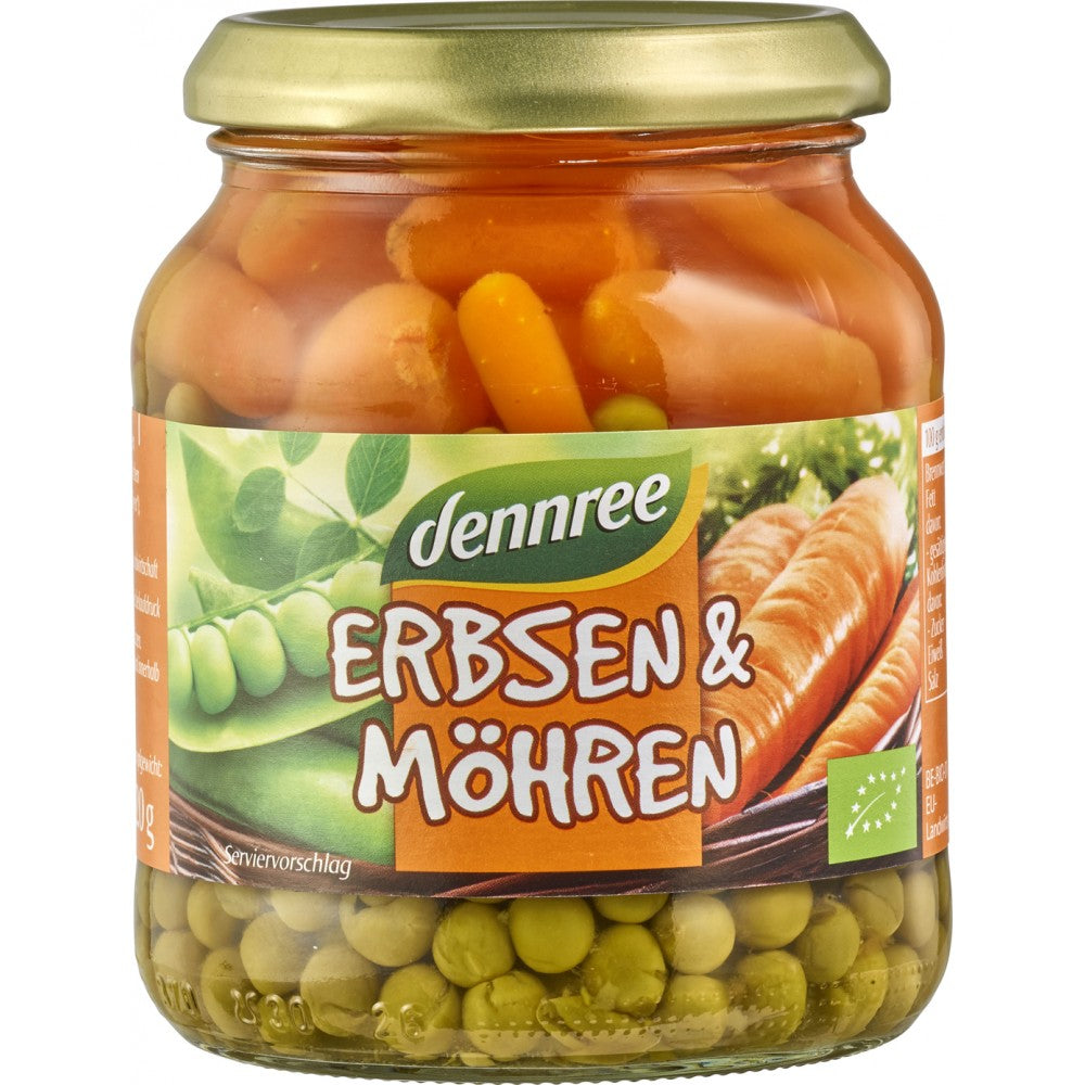 Mazare cu morcovi la borcan bio Dennree, 350g